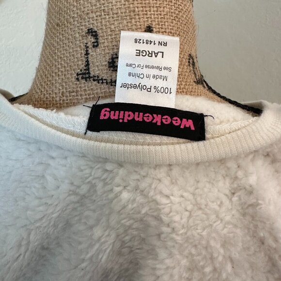 Weekending Sherpa Holiday Sweatshirt | HO HO HO Sequin Santa | NWT Size Large - Picture 5 of 5